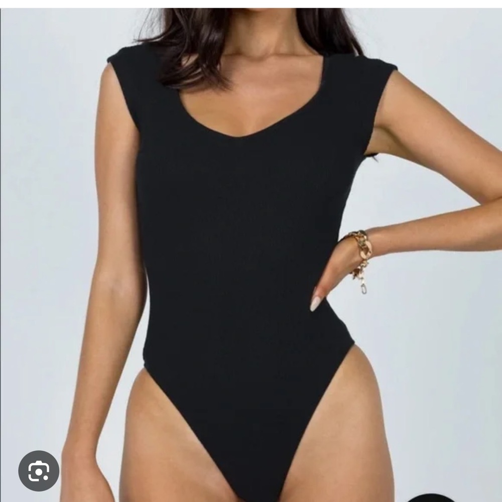 Princess Polly Black Ribbed Top
